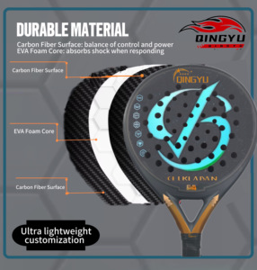 Racchetta da <span class=keywords><strong>Padel</strong></span> QINGYU Light Pro Personalizzata in Fibra di Carbonio/Alluminio, Forma a Goccia/Diamante/Rotonda, con <span class=keywords><strong>Overgrip</strong></span>, 355-460cm - Product Image 4