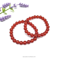 Bracelets en cristal naturel rouge cornaline foncé de 8 mm, polis, en gros, bracelet en agate rouge en cristal pour femme, cadeau