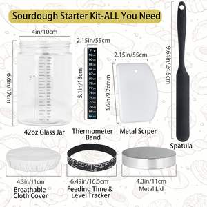 Frasco para Fermentación de Masa Madre con Tapa de Bambú, Frasco de Vidrio Resistente, Suministros para Hornear Pan de Masa Madre, Frasco de Boca Ancha para Fermentación de Masa - Product Image 2