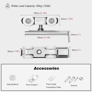 Kit de porte coulissante noire en aluminium Ghost, montage au plafond, outil de remplacement binnaire, portes coulissantes pour placards, chambres de rangement, buanderie - Product Image 3