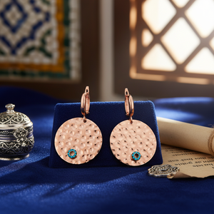Pendiente colgante turquesa de diseño martillado, Plata de Ley 925, joyería fina turca al por mayor para mujer - Product Image 3