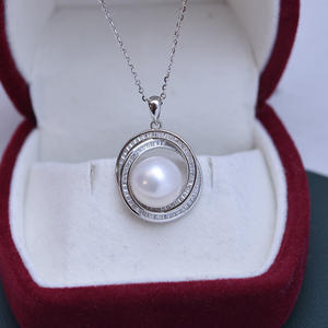 Collier en argent S925 rond blanc de 11-12 mm de Zhuji Danshui, lumière intense, faibles défauts, boucle de mamelon avec un magnifique pendentif en perle - Product Image 4
