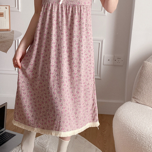 Chemise de nuit thermique pour femme crêpe de coton d'été avec sangle détachable et coussin de poitrine doux pour le confort nocturne - Product Image 3