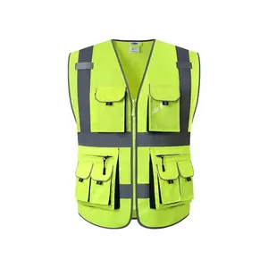 Gilet de sécurité réfléchissant personnalisable, vêtements avec poche, bande réfléchissante à haute luminosité