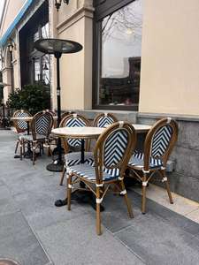 Mesa de Comedor para Exterior Lifepursue Estilo <span class=keywords><strong>Bistro</strong></span> Francés con Sillas de Ratán y Superficie de HPL - Product Image 5
