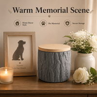 Urne funéraire pour animaux de compagnie, boîte commémorative en bois, design écorce d'arbre, porte-cendres pour chien et chat, vente en gros