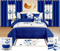 Ensemble de literie de luxe 24 pièces pour lit king-size, comprenant des rideaux assortis, une couverture et des rideaux de douche, motif imprimé, garnissage en polyester