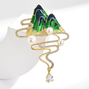 Broche élégante en zircon de luxe, pour costume et manteau, cadeau haut de gamme pour les fêtes, avec un style traditionnel chinois de haute montagne - Product Image 2