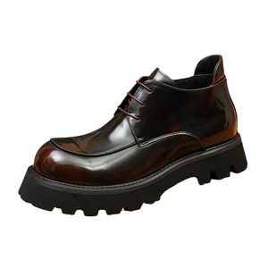 Zapatos Formales de Negocios para Hombre, de Cuero con Parte Superior de Piel de Vaca, Estilo Británico Vintage, con Suela Gruesa y Acabado Brillante - Product Image 4