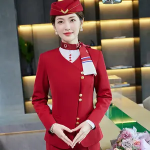 Airline Uniform For Women Stewardess Hostess Cabin Crew Flight Attendant Airlines women suit Uniforms
