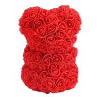 INUNION Desain Populer 25cm 40cm 60cm Boneka Beruang Mawar Dengan Kotak Hadiah, Hadiah Valentine Bunga Buatan Berbentuk Beruang Mawar dari Busa