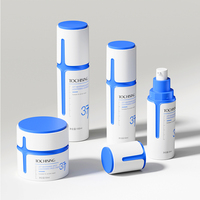 Flacons pompe de luxe vides pour soins de la peau, pots à crème, forme cylindrique en ABS, couvercle scellé, fourniture d'usine, marques cosmétiques, logo personnalisé