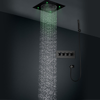 Robinet suspendu de salle de bain noir mat monté au plafond 320*320mm mitigeur de douche Led pluie pulvérisation ensemble de douche Thermostat