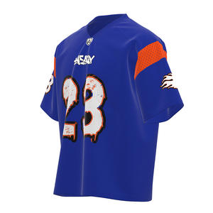 Camiseta Deportiva HEALY Azul-Naranja Estilo Urbano No.23, Camiseta de Béisbol Personalizada para Hombre, Cómoda y Moderna con Estampado de Grafiti - Product Image 2