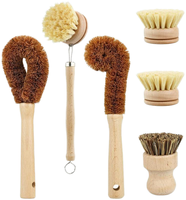 Mini brosse à récurer en bambou écologique Vegan Sisal Soies Pot en bois de bambou Brosse à laver la vaisselle de cuisine