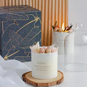 Velas de aromaterapia de marca privada vegana para el hogar, velas perfumadas personalizadas de lujo con cera de soja para aromaterapia