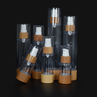 Emballage cosmétique sans air de luxe 30ml 100ml pompe sans air lotion flacon pulvérisateur en bambou sans air avec pompe en bambou