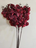 Bunga anggrek kupu-kupu warna musim gugur 9 Kepala besar Phalaenopsis dicetak kain Matte buatan untuk acara rumah