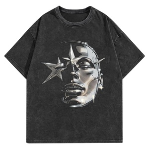 T-shirt décontracté surdimensionné à manches courtes pour homme, style vintage hip-hop streetwear, avec motif graphique, effet délavé, anti-plis et respirant - Product Image 1