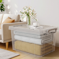Boîte de rangement en plastique 52,5 * 37,5 * 24 cm, organisation de rangement à domicile, rangement pour pulls, avec couvercle, boîte blanche