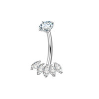 Anneau de nombril de haute qualité en titane G23 plaqué or 18 carats avec zircon, motif papillon et fleur, bijoux de corps