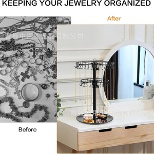 Jewelry Rack <b>Rotating</b> Necklace Display Stand With Earring Hooks Storage Organizer For <b>Desk</b> Use - Product Image 2