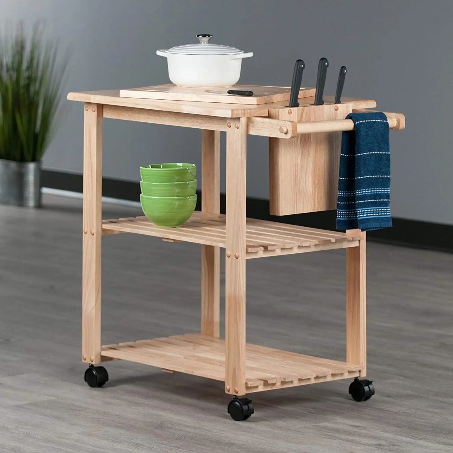 Chariot de stockage des aliments pour produits en bois chariots à plusieurs étages ajouter de l'espace chariot utilitaire dans la cuisine ou la salle à manger
