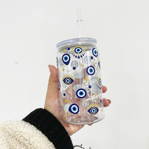 Lata de refresco acrílica de plástico transparente de 16oz con pajita y tapas para envolturas UV DTF para café helado, refrescos, Pop - Product Image 3
