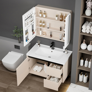 <span class=keywords><strong>Mueble</strong></span> de <span class=keywords><strong>Baño</strong></span> Moderno para Apartamento o Villa con <span class=keywords><strong>Espejo</strong></span> Iluminado LED Táctil, Estructura de Madera Sólida <span class=keywords><strong>y</strong></span> <span class=keywords><strong>Lavabo</strong></span> de Cerámica - Product Image 6