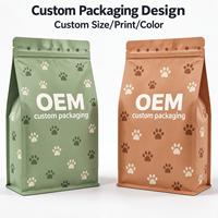 Sacs d'emballage personnalisés pour aliments pour chats et chiens de 1 kg, 5 kg, 10 kg, 15 kg, 20 kg, pochettes verticales à fond plat avec fermeture éclair