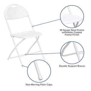 Venta al por mayor Durable al aire libre Fiesta de alquiler barato ventilador de plástico blanco silla plegable para eventos - Product Image 2