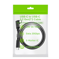 Fábrica de Guangdong USB3.2 100W5A Tipo-c Cable de datos de 90 grados 4K 60HZ 20gbps Cable AV