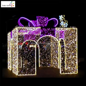 ไฟประดับตกแต่งคริสต์มาสกลางแจ้ง รูปแบบกล่องของขวัญขนาดใหญ่ ไฟ LED สำหรับตกแต่งวันหยุดคริสต์มาส - Product Image 4