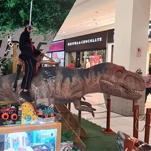 购物中心-绑定投币式T-Rex动画恐龙骑行人工机械儿童游乐园景点