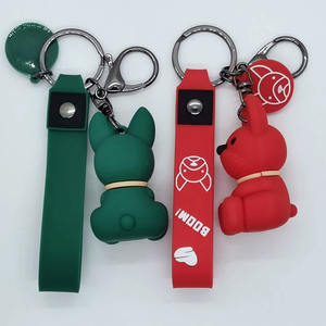 Großhandel Harz Hocken Welpen Hund Anhänger Kawaii Tier Französisch Bulldogge Schlüssel ring Schult asche Geschenk Rucksack Mobile Keychai - Product Image 2