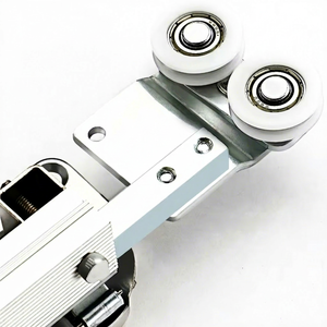 Non-rail Folding Door Sliding <b>Hardware</b> Pulley Single Damper Track Detachable Mount Soft Close Modern Aluminum Silver <b>Wardrobe</b> - Product Image 1
