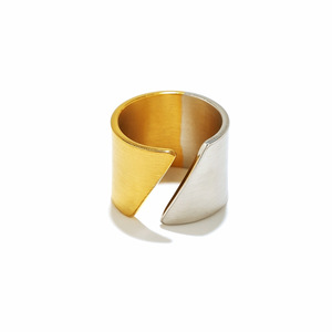 Stainless Steel <b>Ring</b> Geometric Shape 18k Gold Plated Two Tone Women's Fashion Jewelry Gift - Product Image 4