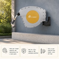 Chariot enrouleur de tuyau mobile flexible avec manivelle pour lavage de voiture, arrosage de pelouse et nettoyage extérieur