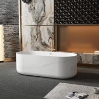 Baignoire autoportante ovale moderne personnalisée en marbre naturel, surface solide texturée, massage à air pour salle de bain haut de gamme