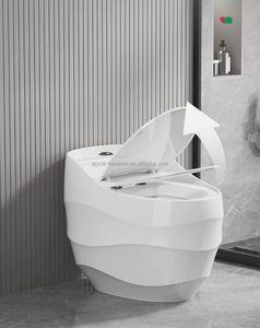 สุขภัณฑ์สไตล์ทันสมัยห้องน้ำทรงไข่เซรามิก WC ติดตั้งบนพื้นห้องน้ำหนึ่งชิ้น - Product Image 2