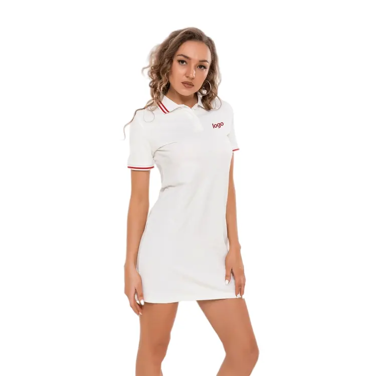 New Style OEM Short Sleeve Stripe Cuff and Lapel Tshirt Dress Gym Comfort Classical Tennis Dresses for Women vestidos dress