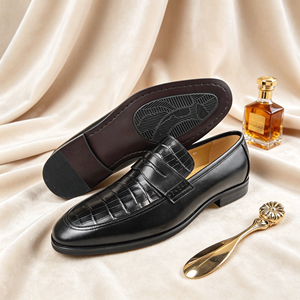 Mocasines de Cuero Genuino de Lujo para Hombre, Textura Exótica, Estilo Penny Loafer, Zapatos Formales, Ligeros y Cómodos - Product Image 3