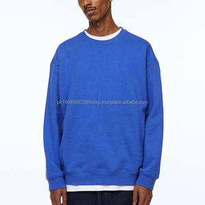 <b>Blue</b> Color Plain Oversized <b>Men</b> Clothing Hoodies Sweatshirts Long Sleeve Breathable Crewneck Pullover Cotton Sweatshirt Basics - Product Image 2