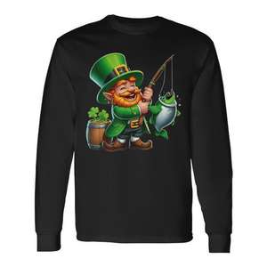 Camiseta de manga larga con diseño de trébol irlandés del día de San Patricio - Product Image 1