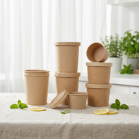 Gobelets et bols en papier kraft à paroi simple, personnalisés, imperméables, 8 oz, pour l'emballage alimentaire jetable, soupe, collation, boisson