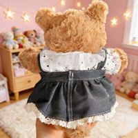 [Uniquement vêtements] Ensemble haut en mousseline à pois et jupe en jean pour poupée en peluche Ourson Barcelone 28/37/46cm, tenue pour petit ours