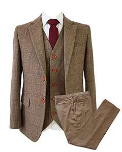 Ensemble 3 pièces en <span class=keywords><strong>tweed</strong></span> à chevrons pour <span class=keywords><strong>homme</strong></span> - Product Image 1
