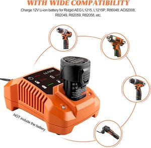 Cargador de Batería LL1230 Compatible con Baterías de Iones de Litio AEG Ridgid de 12 Voltios L1215 L1215R Ridgid R82048 Ridgid AC82049 - Product Image 4