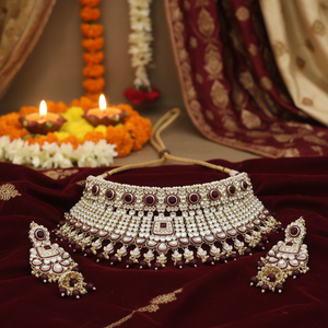 <b>Indian</b> Traditional High Quality Ethnic Gold Plated Kundan Pearl Necklace Earring Set Latest Designed Trendy Certified Women - Product Image 3