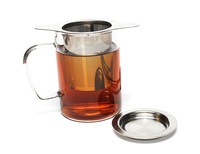 Ensemble infuseur à thé réutilisable en acier inoxydable à double poignée, écologique, avec filtre extra fin pour thé en vrac, plateau anti-goutte et couvercle